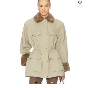 Helsa balmoral Women's khaki Jacket with Faux Fur Trim